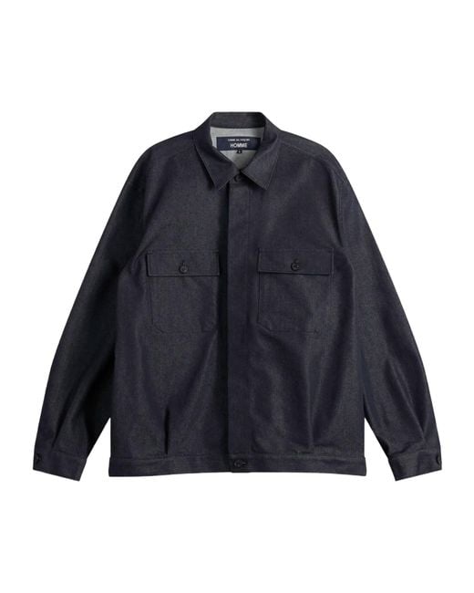Comme des Garçons Blue Long-Sleeved Casual Jacket for men