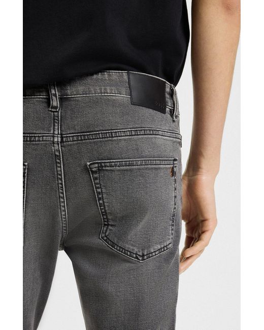 Boss Gray Boss Logo Patch Skinny Jeans for men