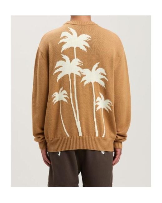 Palm Angels Brown Palm Tree Intarsia Crewneck Knitted Jumper for men
