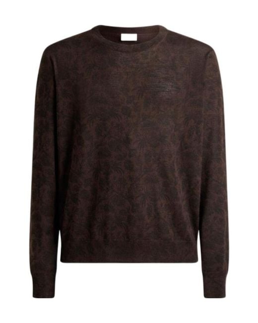 Etro Brown Paisley-Motif Crewneck Jumper for men