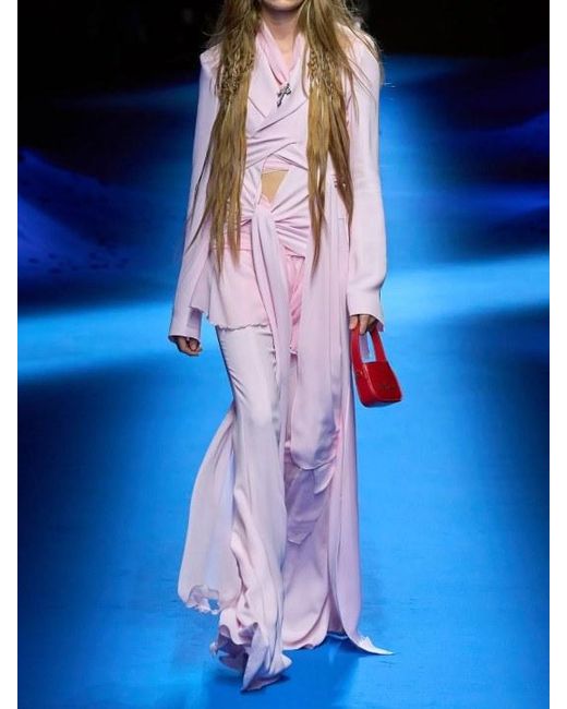 Blumarine Pink Viscose Crepe Flared Pants
