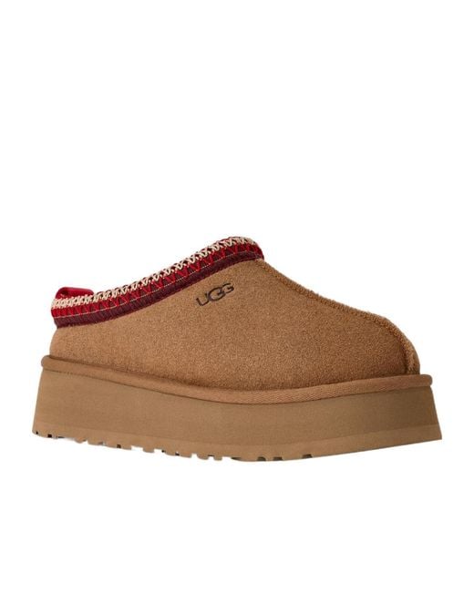 Ugg Brown Tazz Platform-Sole Embroidered Loafers