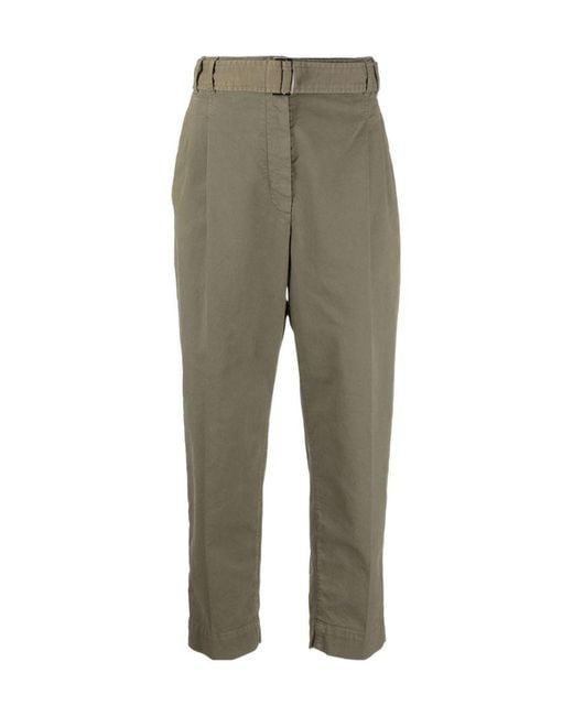Brunello Cucinelli Green Cropped Pleat-Detail Cargo Pants