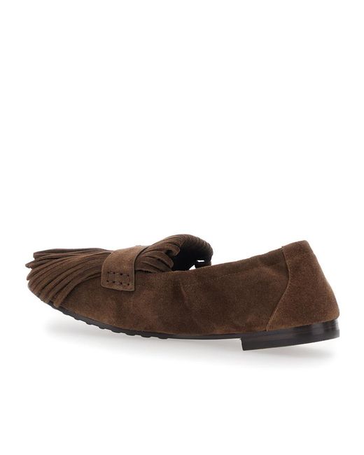 Tory Burch Brown Ballet Fringe Loafers