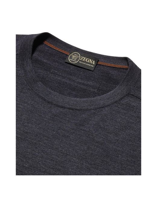 Zegna Blue Dark Vellus Aureum Crewneck for men
