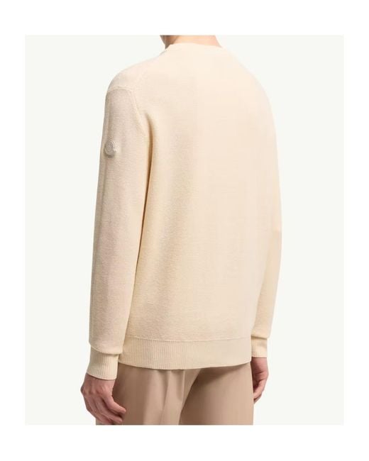 Moncler White Logo Patch Crewneck Jumper for men