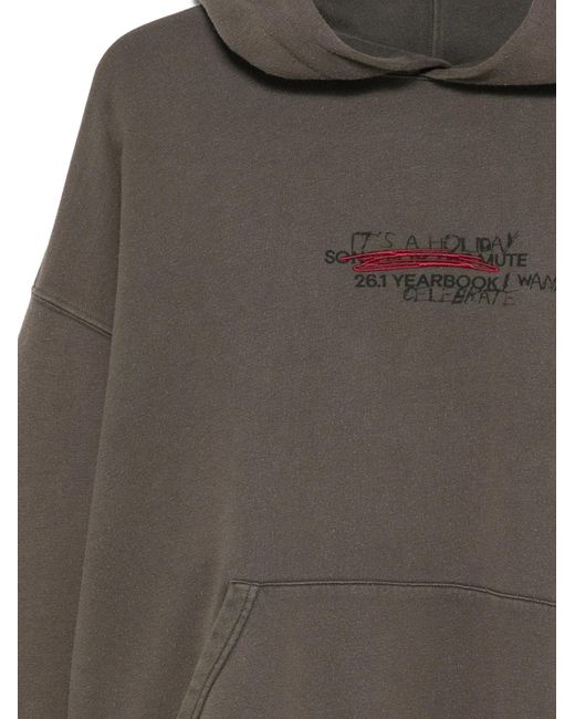 Song For The Mute Gray Embroidered-Logo Pouch-Pocket Hoodie for men