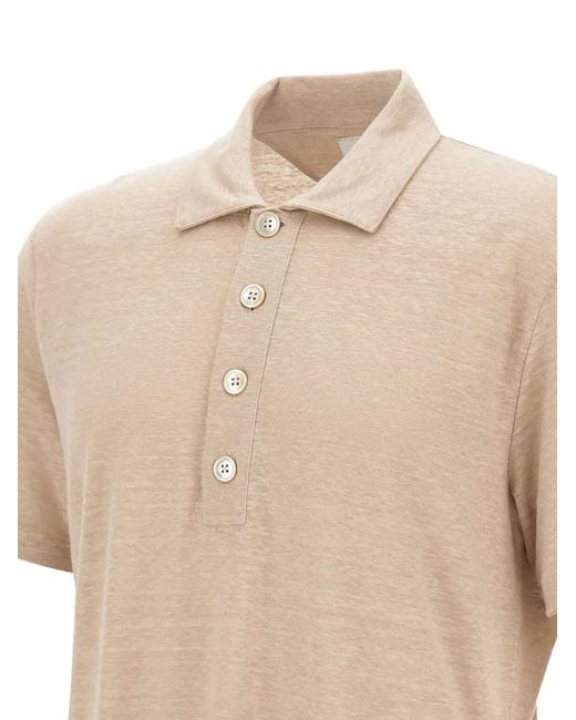 Eleventy Natural Four-Button Knit Polo Shirt for men