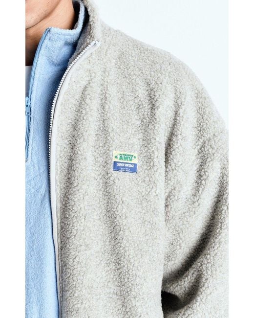 American Vintage Gray Furry Logo Patch Sweater for men