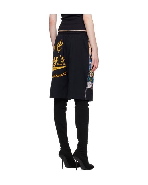 MARINE SERRE Black Plain Jersey Printed Shorts