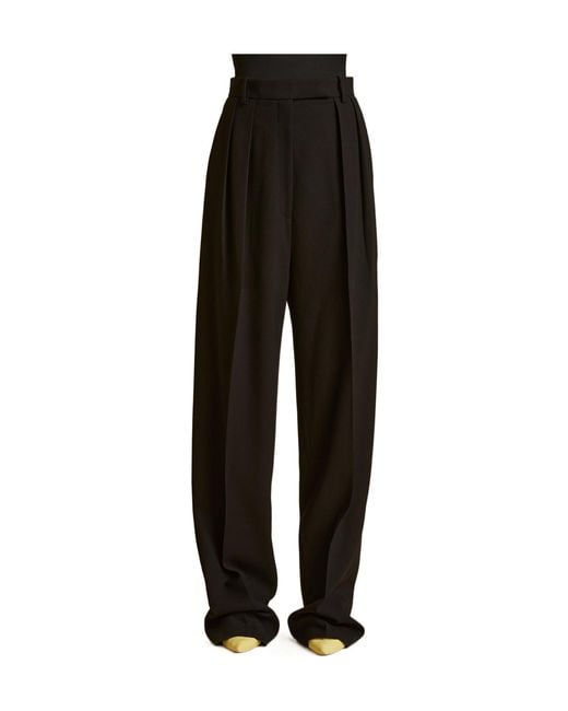 Khaite Black Cessie High-Waist Straight Leg Trousers