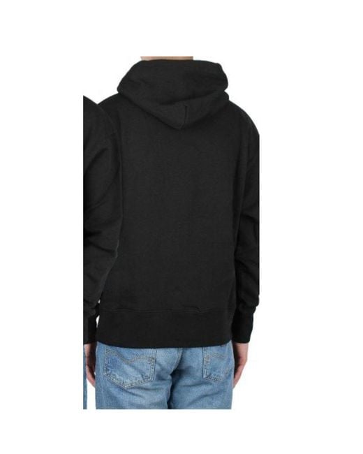 MSGM Black Logo-Printed Drawstring Hoodie for men