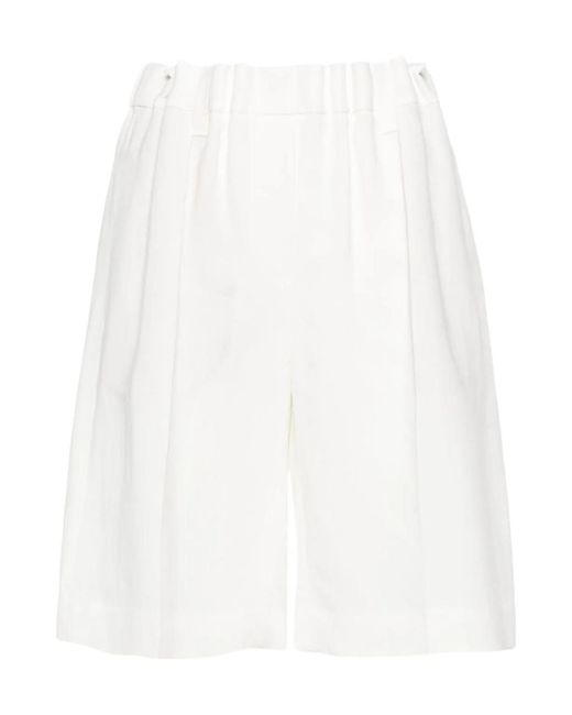 Brunello Cucinelli White Pleated Shorts