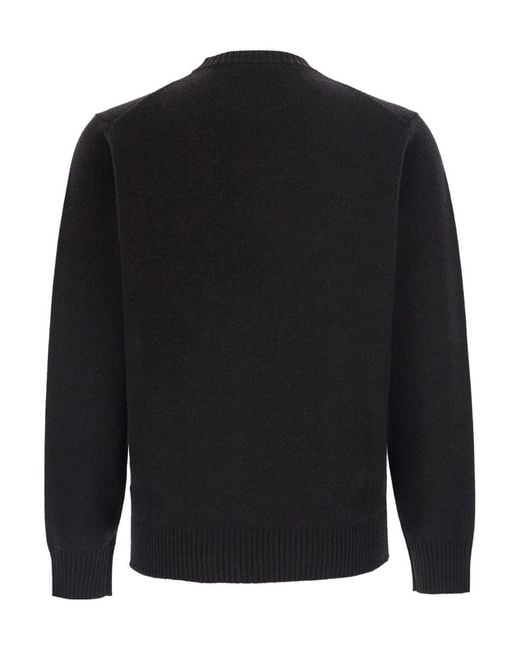 Kangra Cashmere Black Long-Sleeve Crew-Neck Sweater for men