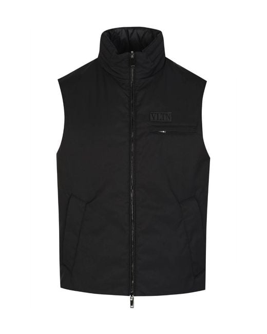 Valentino Black Zip-Up High Neck Reversible Jacket for men