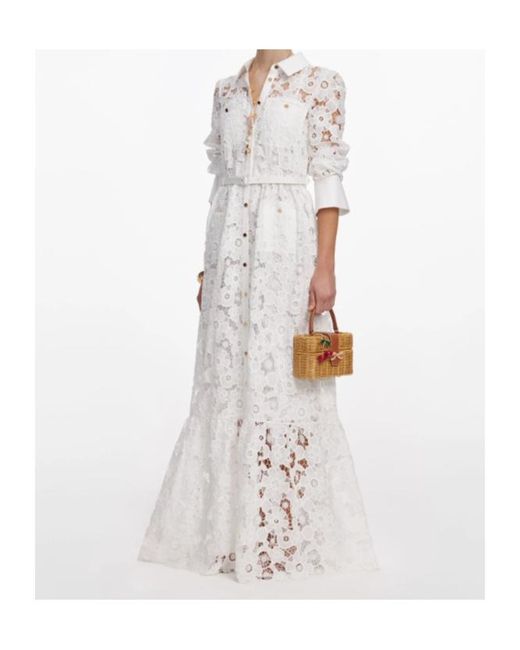 Self-Portrait White Lace Collared Maxi Dress