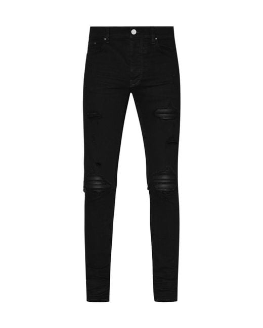 Amiri Black Mx1 Distressed Tapered Leg Jeans for men