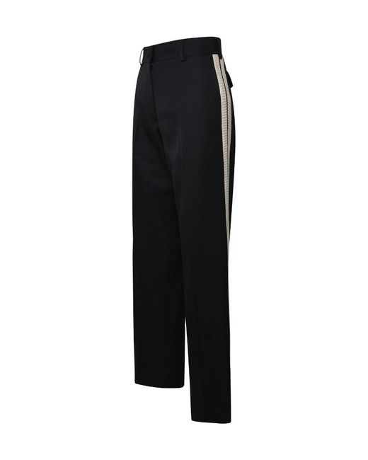 Palm Angels Black Side Stripe Detailed Straight Leg Trousers