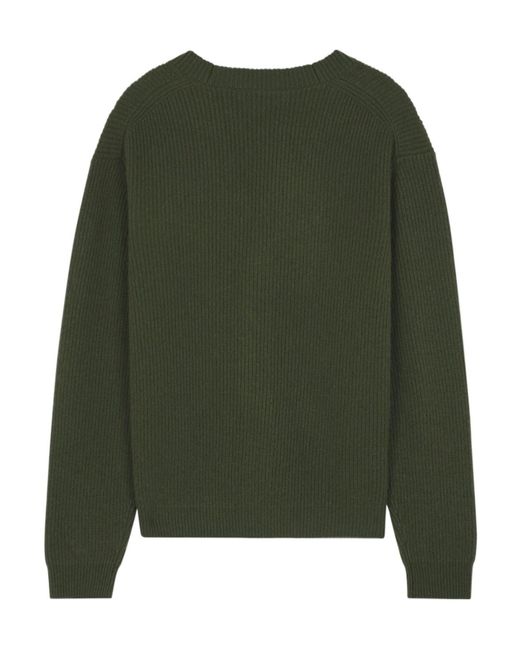 Maison Kitsuné Green Maison Kitsuné Bold Fox Head Patch Knitted Cardigan for men