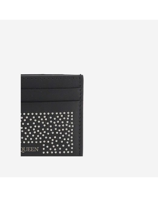 McQueen Black Rivet Leather Clip for men