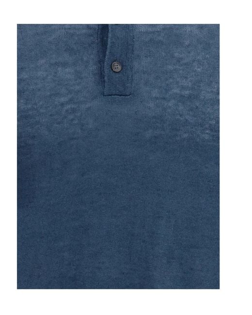 Roberto Collina Blue Short-Sleeve Polo Shirt for men