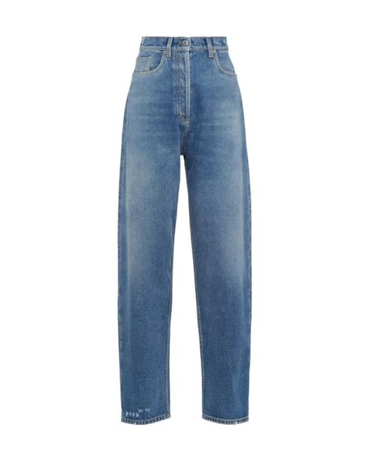 Prada Blue Triangle Wide-Leg Jeans