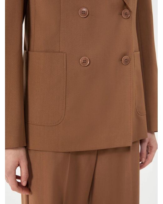 Weekend by Maxmara Brown Double-Brebreasted Wool Suit Jacket
