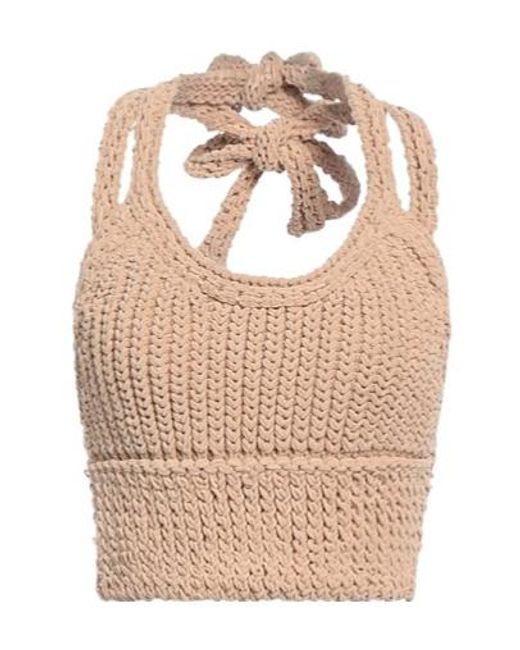 Jacquemus Natural Solid-Colored Sleeveless Short Top