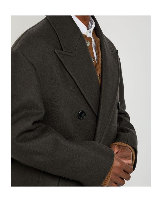 AMI Black Double-Breasted Wool Coat for men