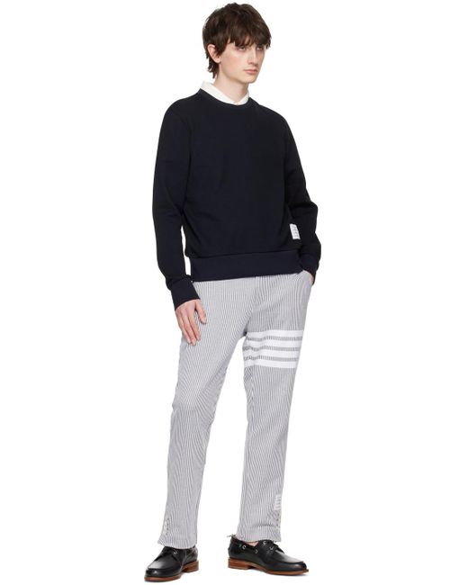Thom Browne Black Bar Crewneck Sweatshirt for men