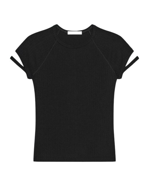 Helmut Lang Black Cutout Sleeve Top