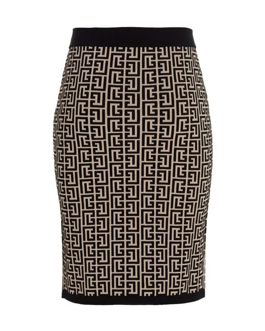 Balmain Black Monogram Zip-Up Mini Skirt