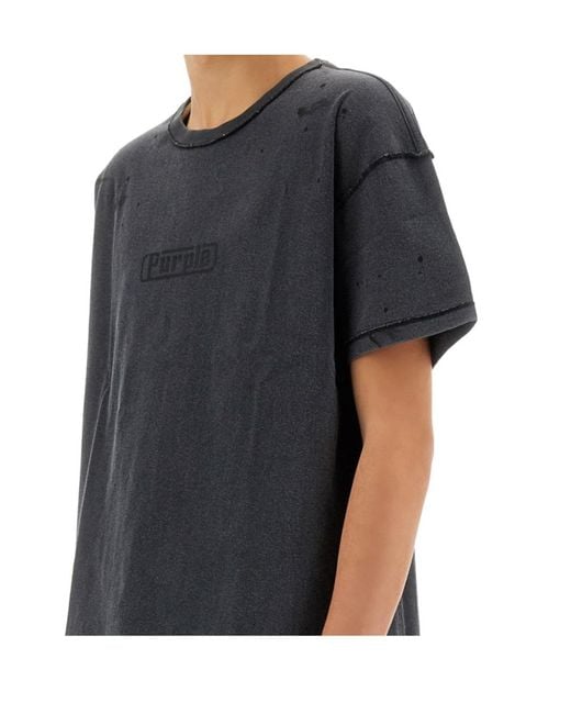Purple Brand Black Reversed Seam T-Shirt for men