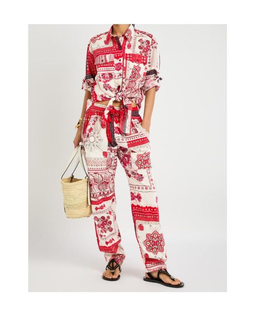 Isabel Marant Red Fedora Cotton Trousers