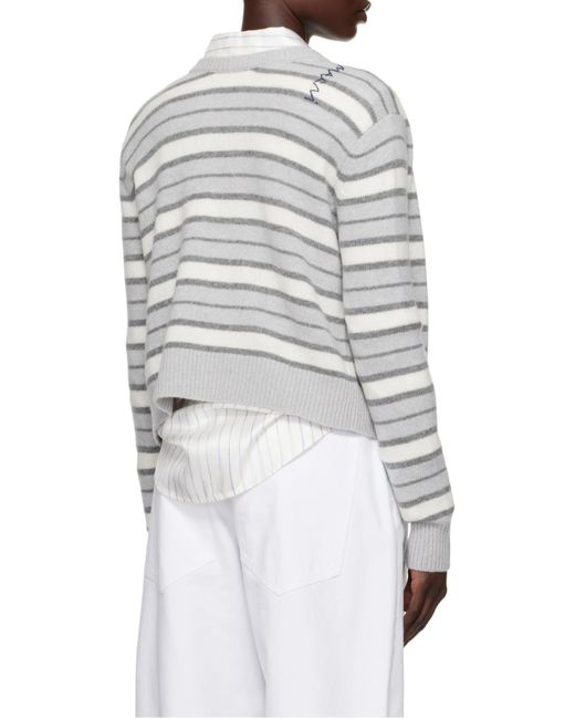 Marni White Striped Open Back Sweater