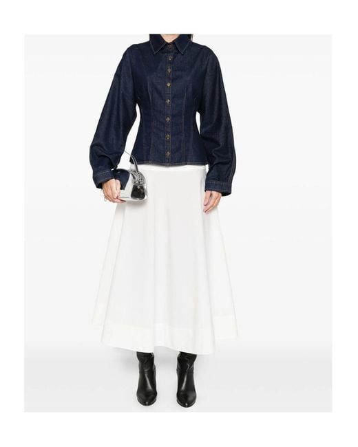 Agolde Blue Button Fastening Shirt With Point Collar