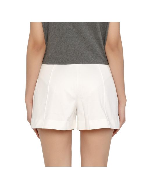 Brunello Cucinelli White Monili-Detailed High-Waisted Shorts