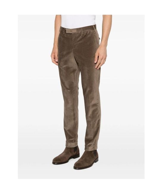 Pt Pantaloni Brown Casual Trousers With Belt Loops for men
