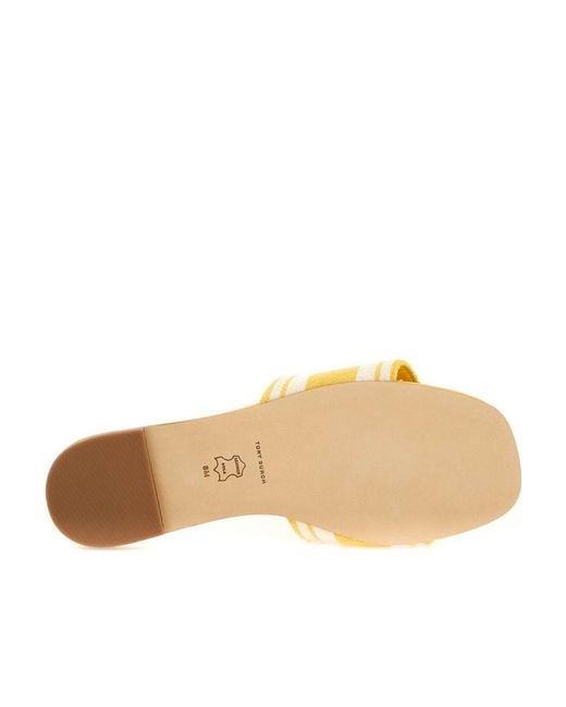 Tory Burch Yellow Logo Flat Slippers