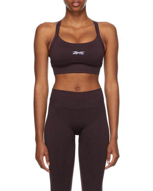 Reebok Red Jacquard-Logo Sports Bra