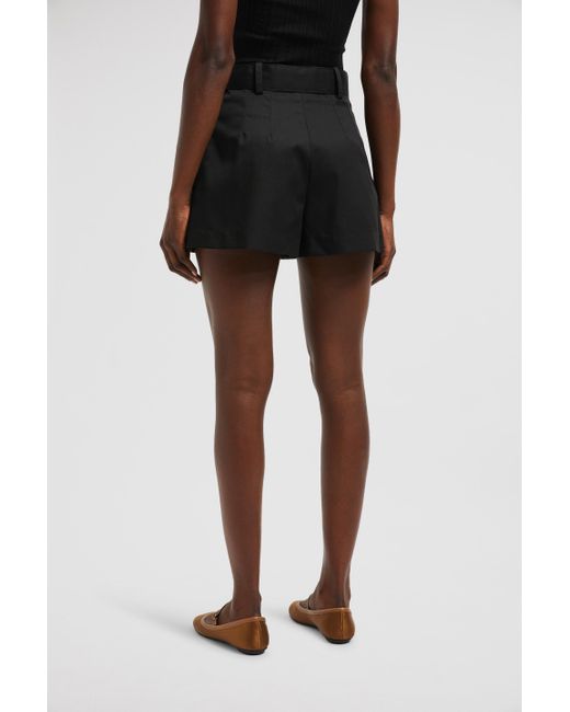 Moncler Black Pleat Detailed Belted Shorts