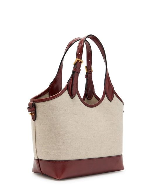 Versace Brown Small Leather And Canvas Tote Bag