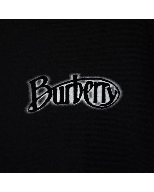 Burberry Black Logo Printed Zip-Up Drawstring Hoodie for men