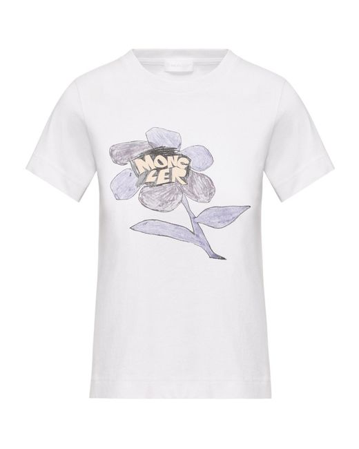 Moncler White Cotton Jersey Printed T-Shirt