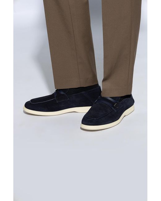 Ferragamo Blue Logo Love Shoes for men