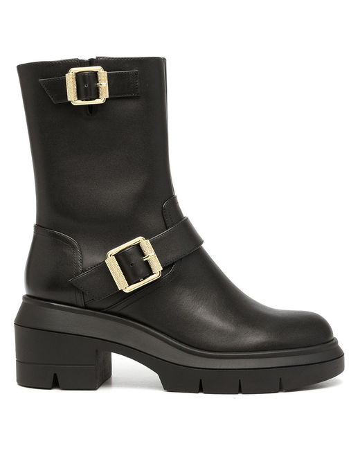 Stuart Weitzman Black Ryder Buckle-Fastened Boots