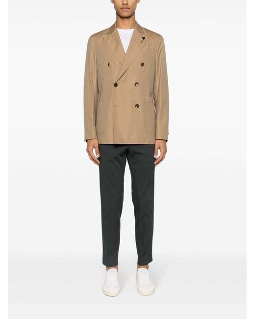 Lardini Natural Twill Double-Breasted Blazer for men