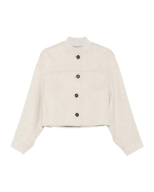 Brunello Cucinelli Natural Button-Fastening Jacket