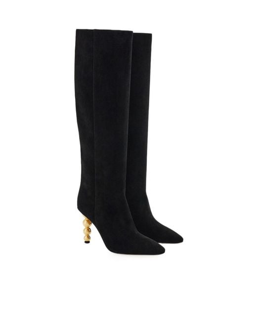 Ferragamo Black Spherical Heel Boot