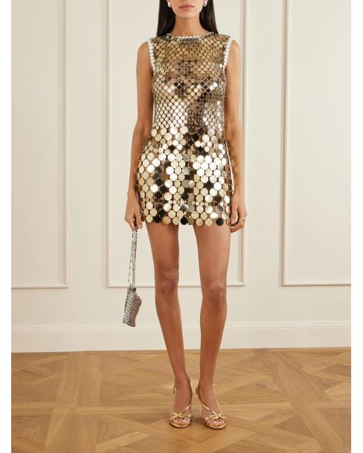 Rabanne Metallic Rabanne Studded Disc Mini Dress